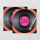 Retro Vinyl Record Player/Modern Wedding Invites Kaart (Voorkant / Achterkant)