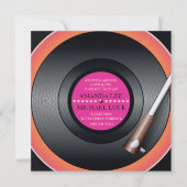 Retro Vinyl Record Player/Modern Wedding Invites Kaart (Voorkant)