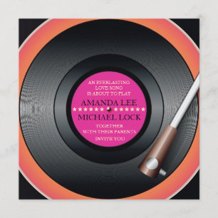 Retro Vinyl Record Player/Modern Wedding Invites Kaart