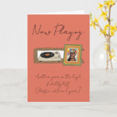 Retro Vinyl Record Player Photo Personalized Kaart (Gele Bloem)