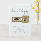 Retro Vinyl Record Player Photo Personalized Kaart (Gele Bloem)