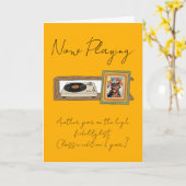 Retro Vinyl Record Player Photo Personalized Kaart (Gele Bloem)
