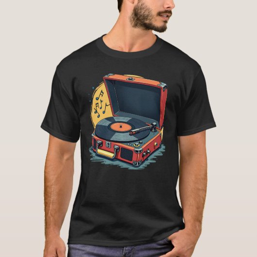 Retro Vinyl Record Player Vibes T-shirt (Voorkant)