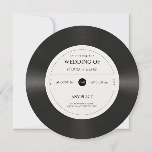 Retro vinyl record QR code wedding Kaart (Voorkant)