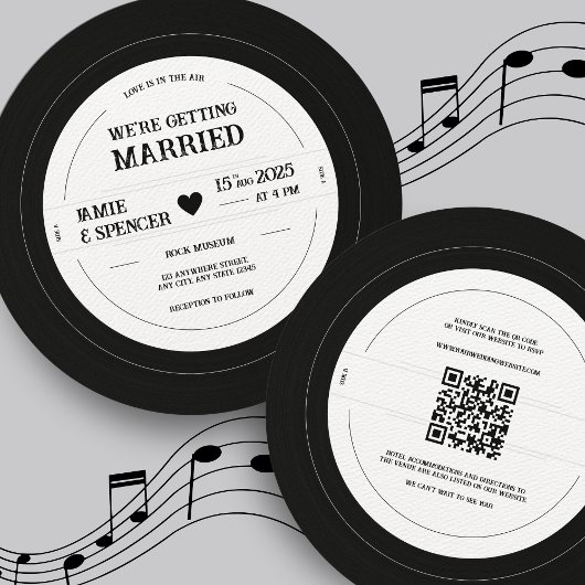  Retro Vinyl Record QR Weddenschap Kaart