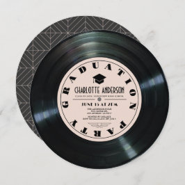 Retro Vinyl Record Roze Afstuderen Kaart