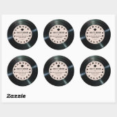 Retro Vinyl Record Roze Afstuderen Ronde Sticker (Vel)