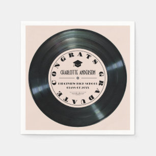 Retro Vinyl Record Roze Afstuderen Servet