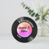 Retro Vinyl Record Roze Sinaasappel Disco Ball Bru Kaart (Staand voorkant)