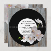 Retro Vinyl Record Rustic Country Wedding Invites Kaart (Voorkant / Achterkant)