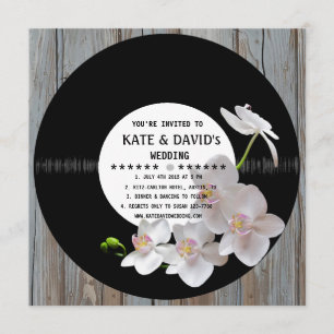 Retro Vinyl Record Rustic Country Wedding Invites Kaart