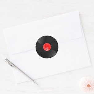 Retro Vinyl Record Sticker – Elegante muziekkunst