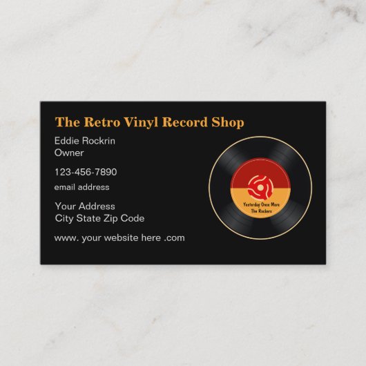 Retro Vinyl Record Store 45 RPM thema Visitekaartje (Voorkant)