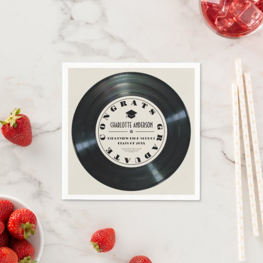 Retro Vinyl Record Tan Afstuderen Servet (Insitu)