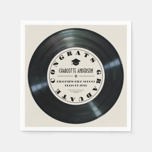 Retro Vinyl Record Tan Afstuderen Servet (Voorkant)