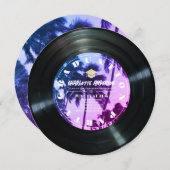 Retro Vinyl Record Tropical Palm Tree Afstuderen Kaart (Voorkant / Achterkant)