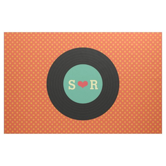 Retro Vinyl Record Trouwvlag Stof (Fat Quarter)