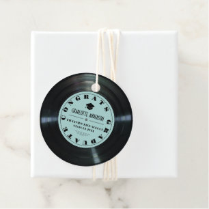 Retro Vinyl Record Turquoise Afstuderen Bedankjes Labels