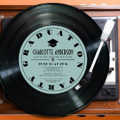 Retro Vinyl Record Turquoise Afstuderen Kaart