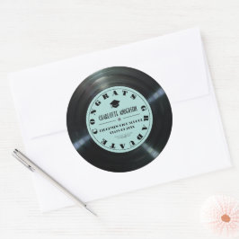 Retro Vinyl Record Turquoise Afstuderen Ronde Sticker