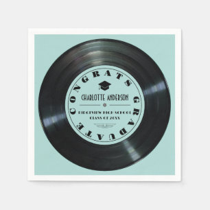 Retro Vinyl Record Turquoise Afstuderen Servet