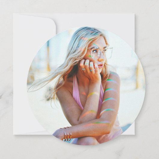 Retro Vinyl Record Turquoise Foto Afstuderen Kaart (Achterkant)