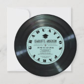 Retro Vinyl Record Turquoise Foto Afstuderen Kaart (Voorkant)