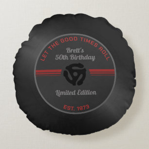  Retro Vinyl Record Verjaardagsfeest Rond Kussen