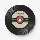 Retro Vinyl Record Verjaardagspapier Bord (Voorkant)
