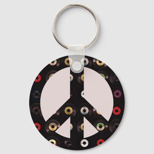 Retro Vinyl Record vredesbord Sleutelhanger (Voorkant)