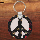 Retro Vinyl Record vredesbord Sleutelhanger (Voorkant)