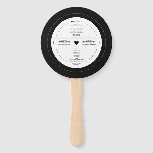 Retro Vinyl Record Weddenprogramma Handwaaier (Achterkant)