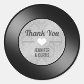 Retro Vinyl Record Weddenschap Bedankt Ronde Sticker (Voorkant)