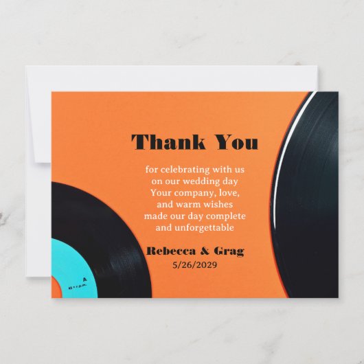 Retro Vinyl Record Weddenschap Foto bedankt (Voorkant)