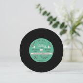 Retro Vinyl Record Wedding - Blush Pink Details Kaart (Staand voorkant)