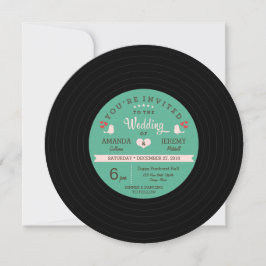 Retro Vinyl Record Wedding - Blush Pink Details Kaart