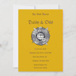 Retro Vinyl Record Wedding Invitation 70s Boho Kaart
