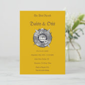 Retro Vinyl Record Wedding Invitation 70s Boho Kaart (Staand voorkant)