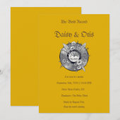 Retro Vinyl Record Wedding Invitation 70s Boho Kaart (Voorkant / Achterkant)