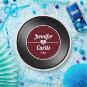 Retro Vinyl Record Wijn Rood Weddenschap Papieren Bordje (Feest)