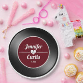 Retro Vinyl Record Wijn Rood Weddenschap Papieren Bordje (Feest)