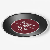 Retro Vinyl Record Wijn Rood Weddenschap Papieren Bordje (Gekanteld)