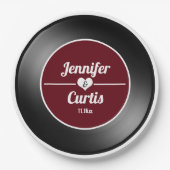 Retro Vinyl Record Wijn Rood Weddenschap Papieren Bordje (Voorkant)