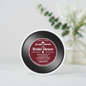 Retro Vinyl Record Wijnrood Vrijgezellenfeest Kaart (Staand voorkant)