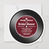 Retro Vinyl Record Wijnrood Vrijgezellenfeest Kaart (Voorkant)