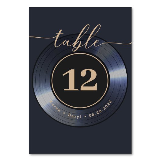 Retro Vinyl Record Zwart Bruiloft Kaart (Voorkant)