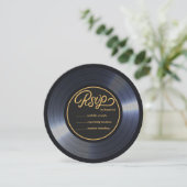 Retro Vinyl Record Zwart Bruiloft RSVP Kaart (Staand voorkant)