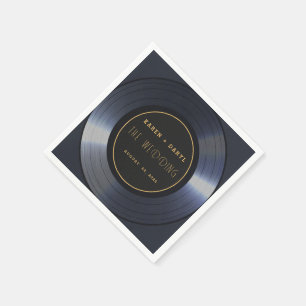 Retro Vinyl Record Zwart Bruiloft Servet
