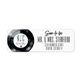 Retro Vinyl Record Zwart-Wit Muziek Trouwen Etiket (Voorkant)