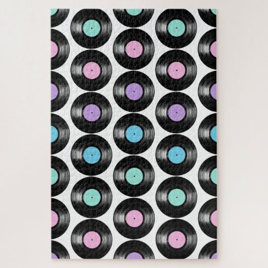 Retro Vinyl Records Colorful Patroon Legpuzzel (Verticaal)